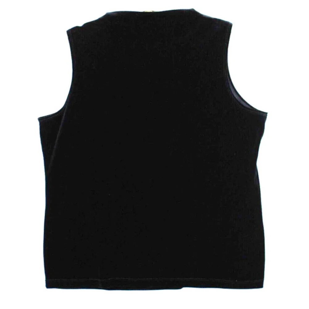 Mirasol Black Velvet Sleeveless Top Women XL Pullover Mock‎ Neck Tank Minimalist